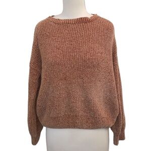 JUST BE YOU orange crew neck knit sweater in women’s size small